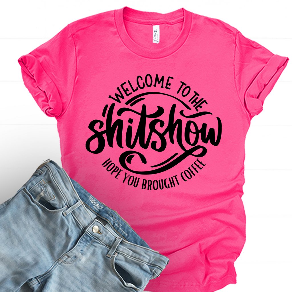 Hope You Brought Coffee Graphic Tee - Fuchsia