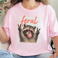 Feral Raccoon Graphic Tee - Soft Pink Tee