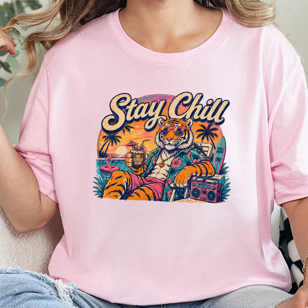 Stay Chill Graphic Tee - Soft Pink Tee
