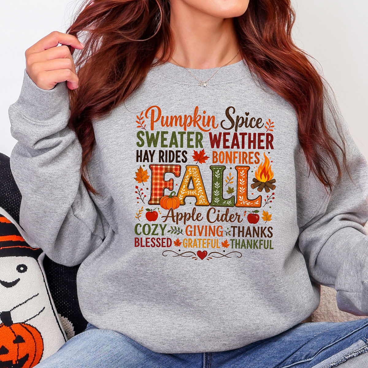Pumpkin Spice Sweater Weather Graphic Sweatshirt - Sport Grey
