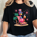 Beach Flamingo Graphic Tee - Black Tee