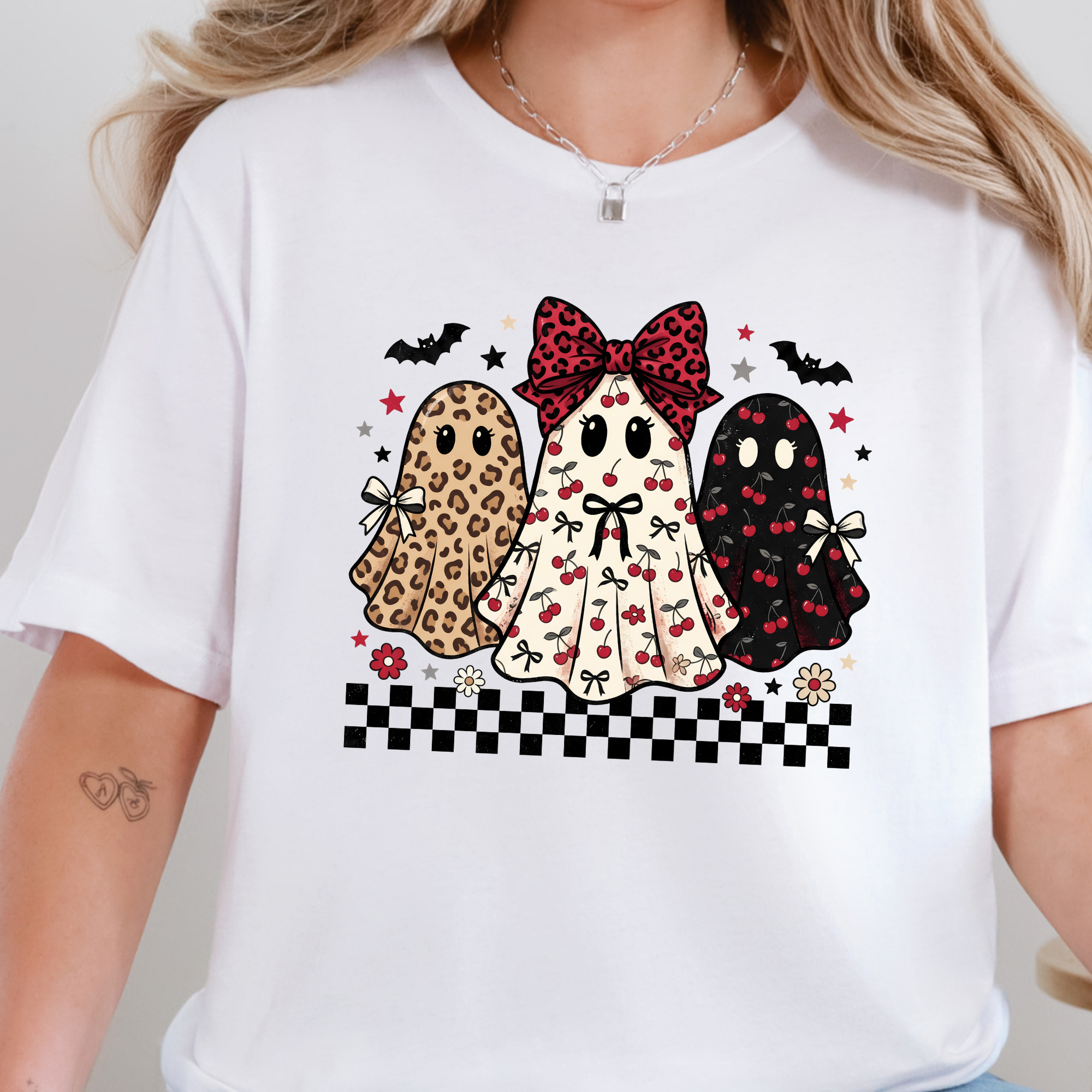 Halloween Berry Ghost Graphic Tee - White