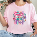 Faith Over Fear Purple Graphic Tee - Soft Pink