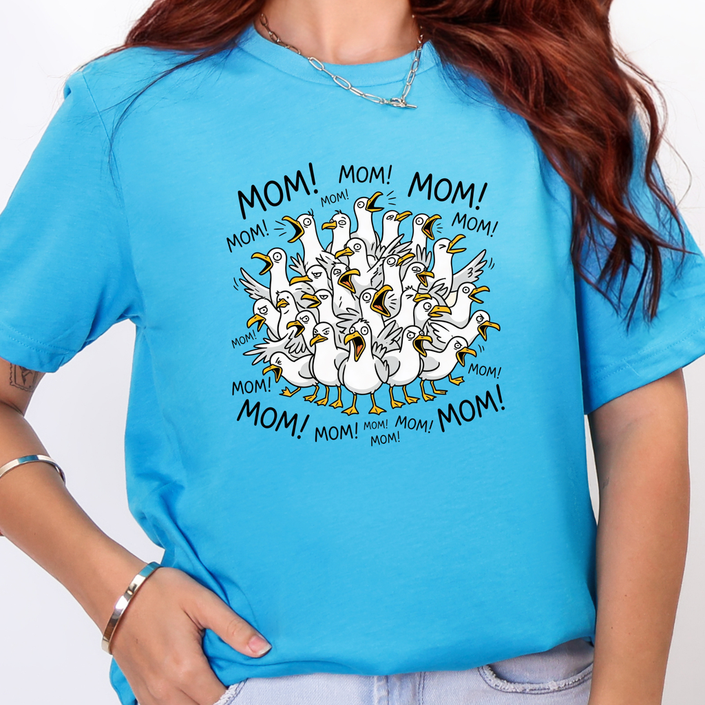 Seagulls Calling Mom Graphic Tee - Heather Aqua Tee
