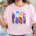 Watercolor Summer Purple Graphic Tee - Soft Pink