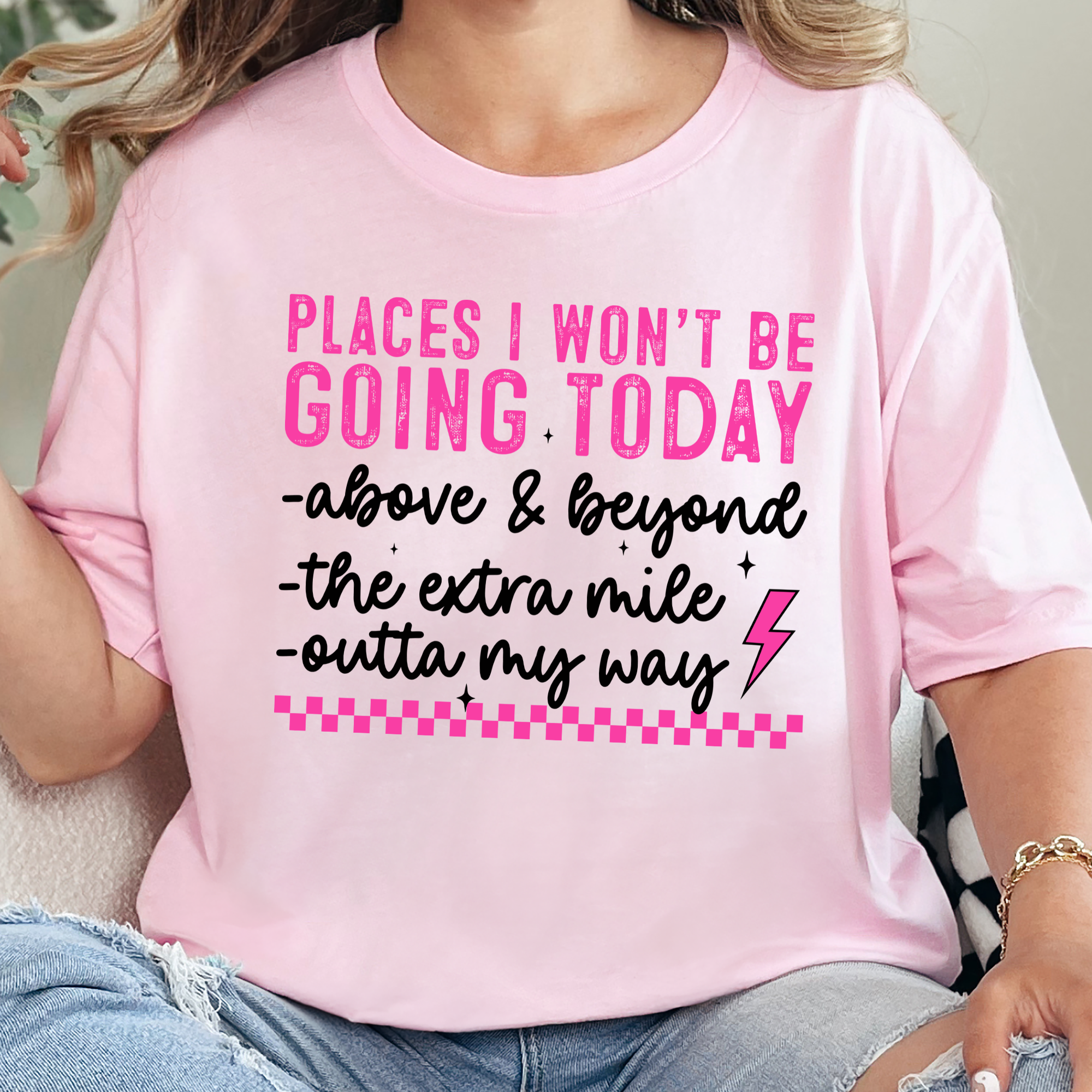Places I Won't Be Going Graphic Tee - Soft Pink Tee
