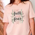 Faith over Fear Stripes Graphic Tee - Peach