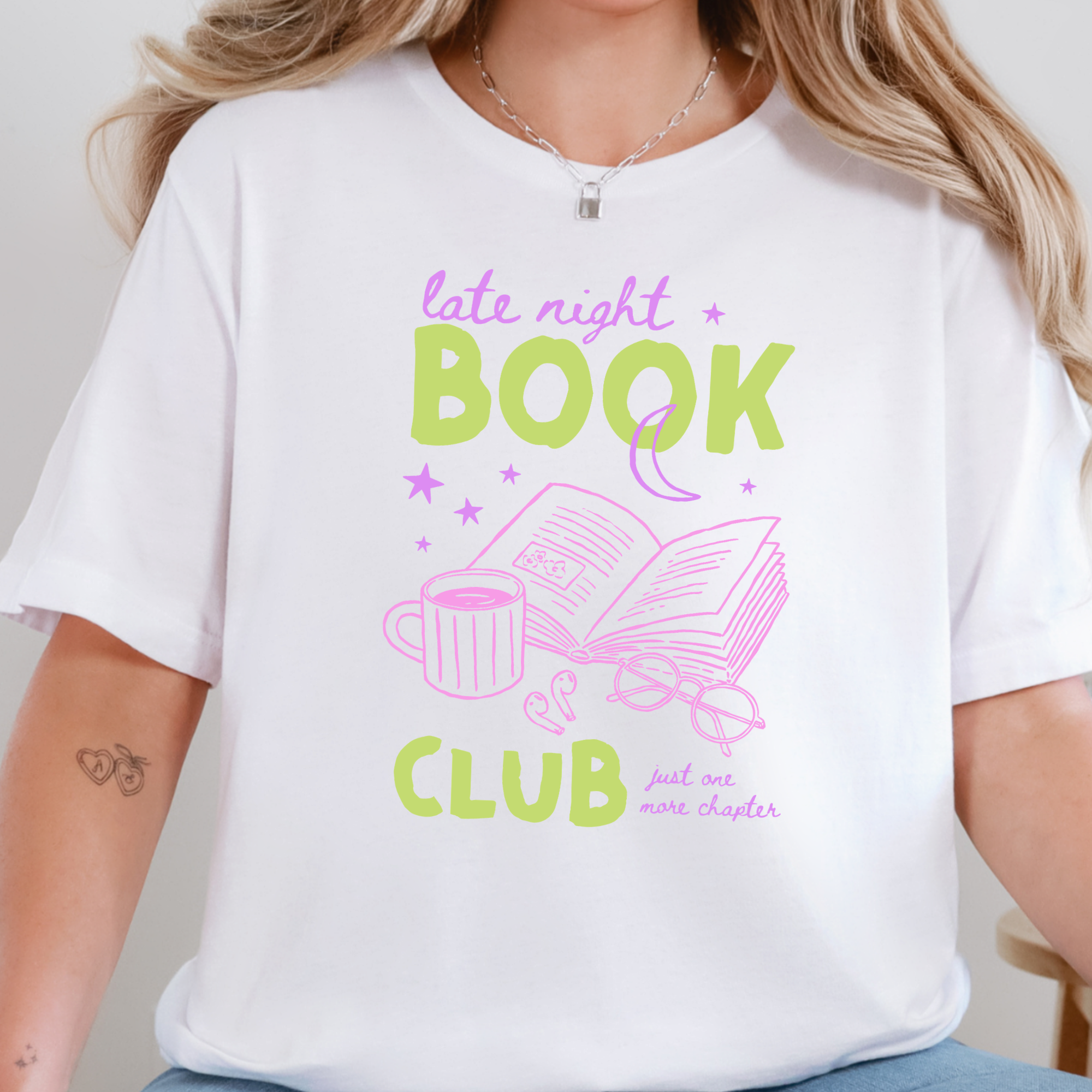 Late Night Book Club Graphic Tee - White