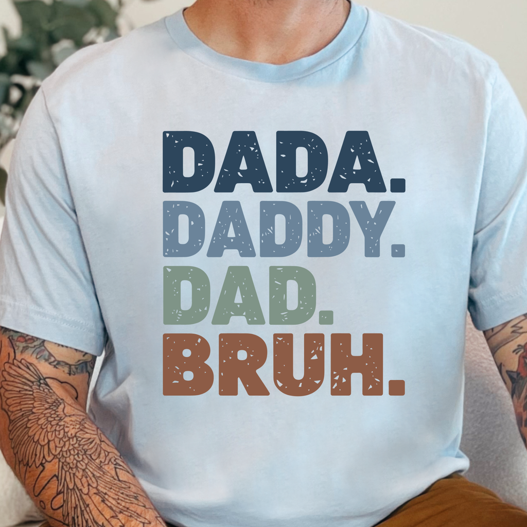 Dada Daddy Dad Bruh Graphic Tee - Light Blue Tee