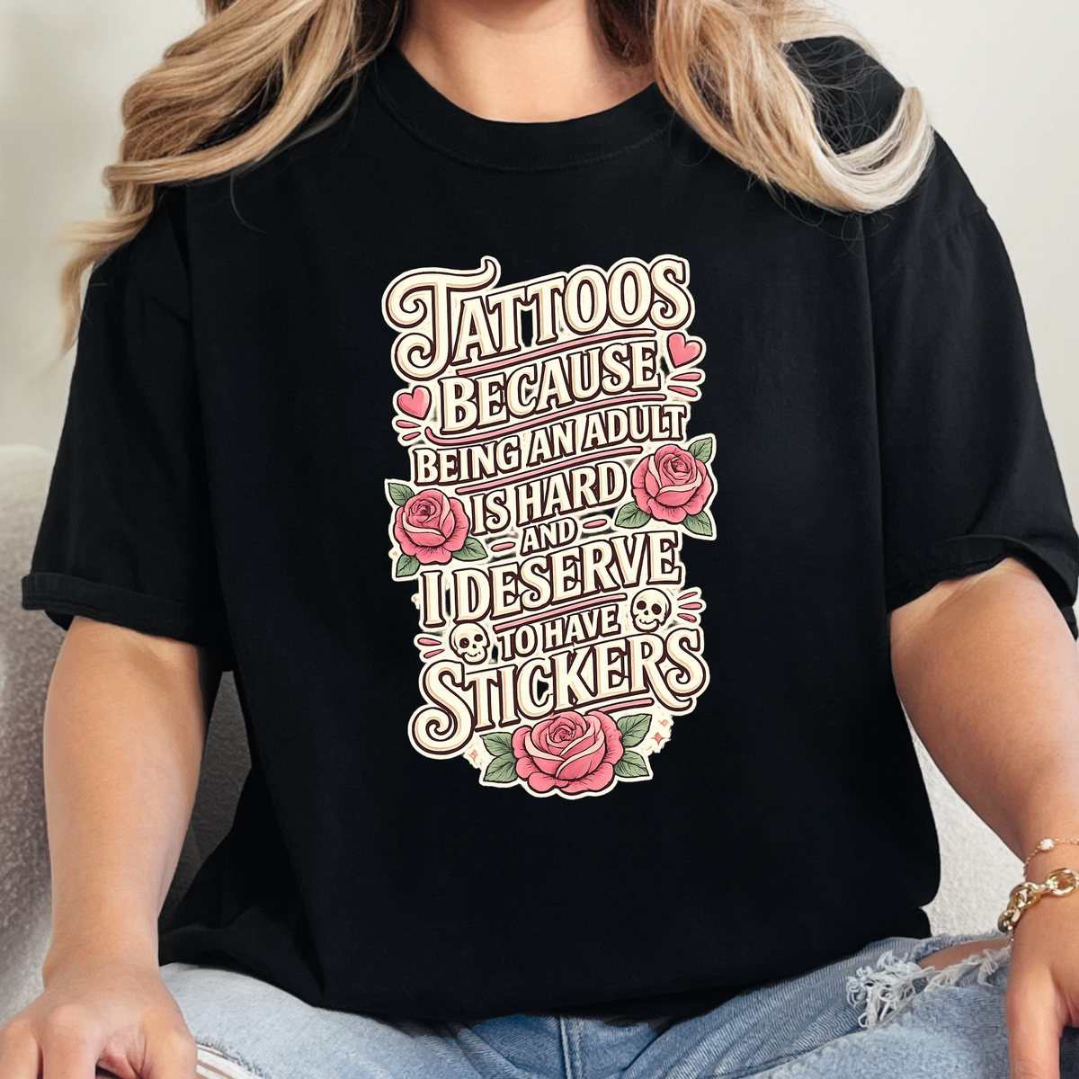 Deserve to have Stickers Graphic Tee - Black