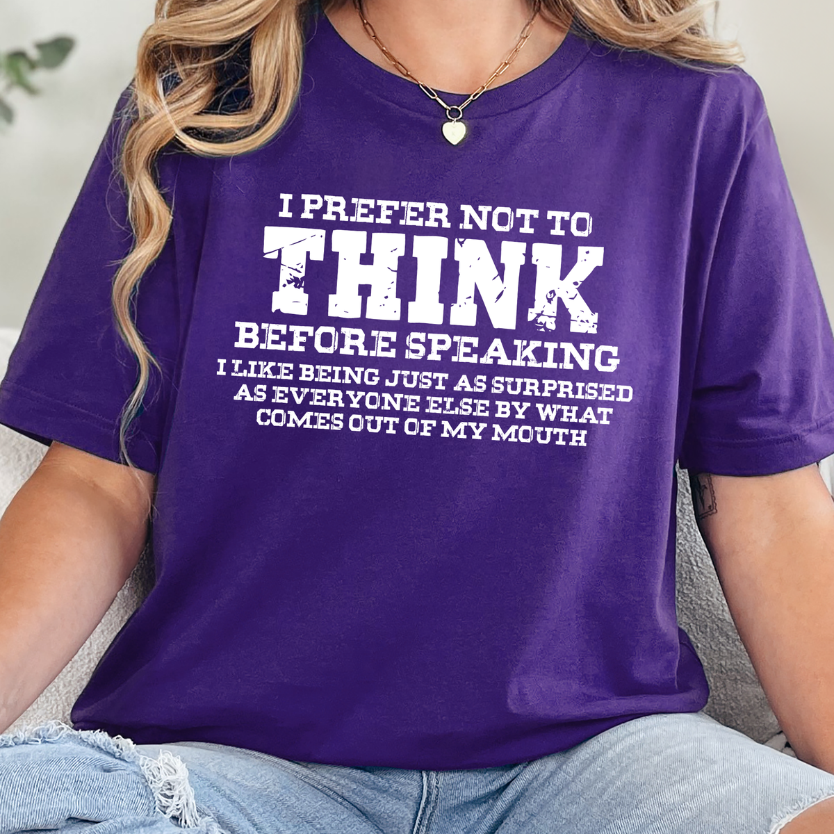 Prefer Not to Think Graphic Tee - Team Purple