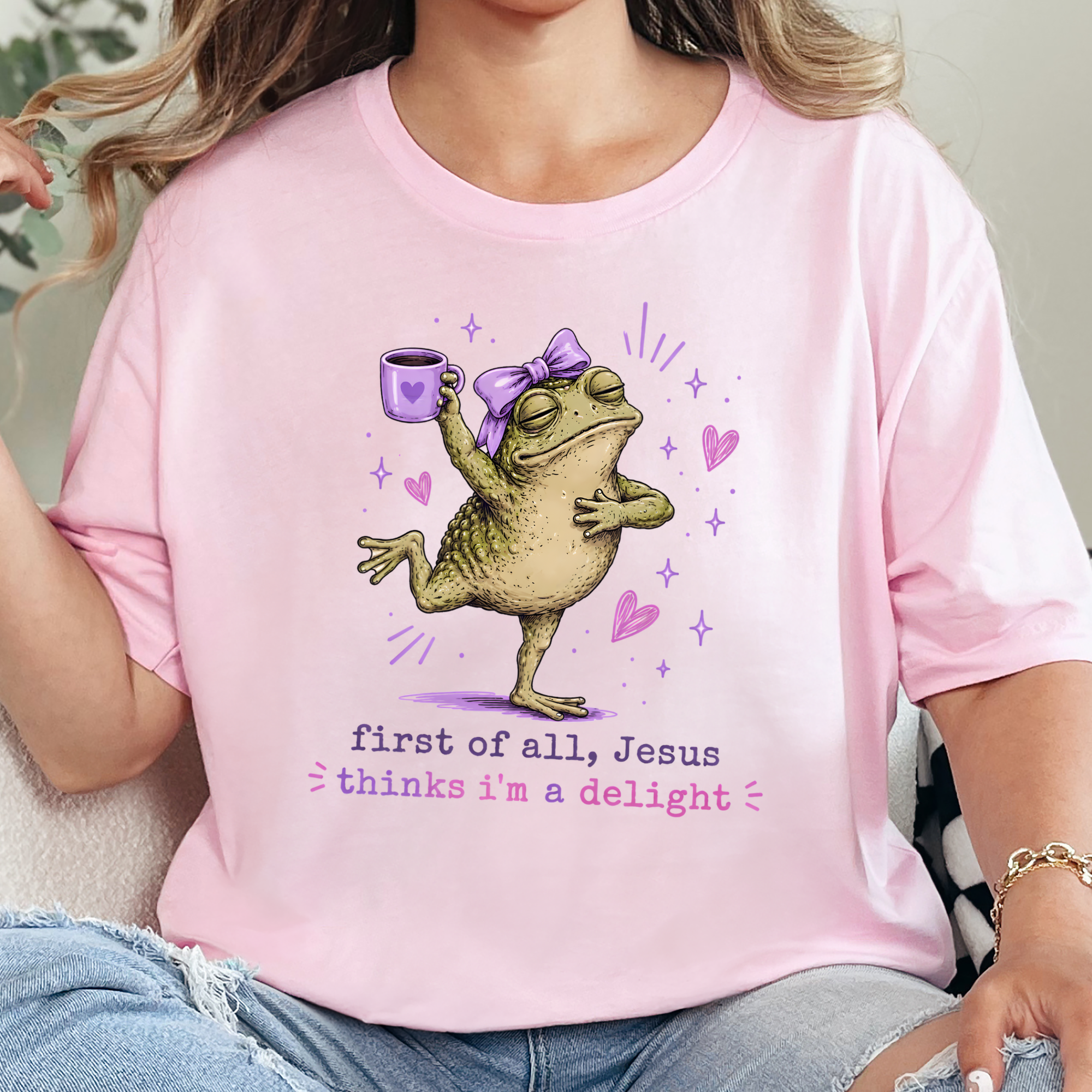 Jesus Thinks I'm a Delight Graphic Tee - Soft Pink