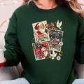Vintage Christmas Postcard Collage Graphic Sweatshirt - Forest