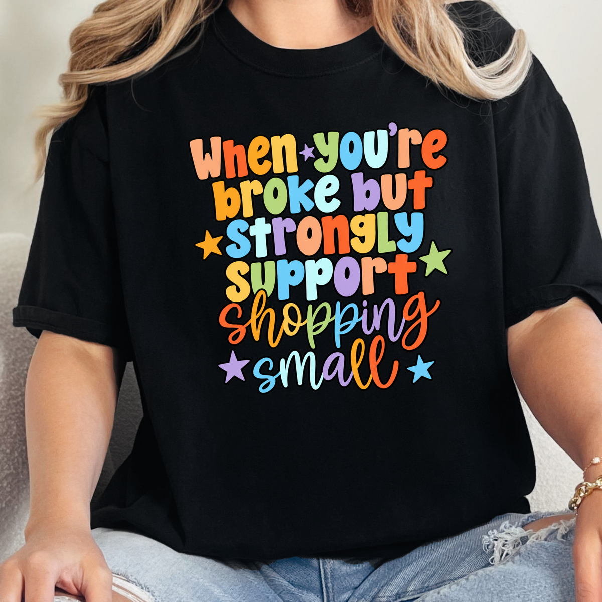 Broke Support Small Graphic Tee - Black
