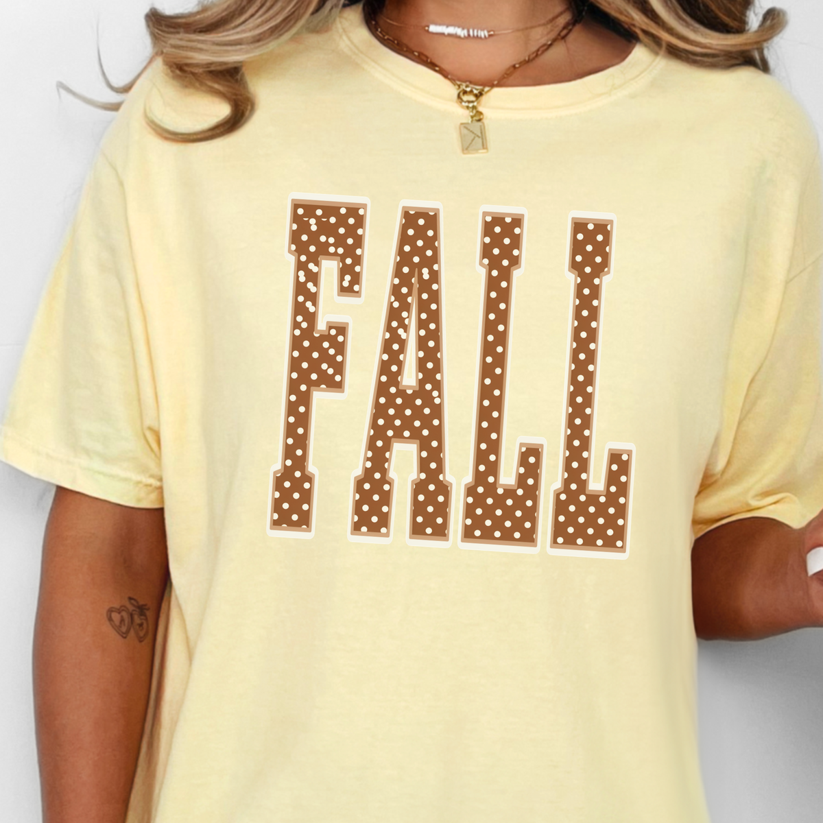 Fall Polka Dot Graphic Tee - Butter