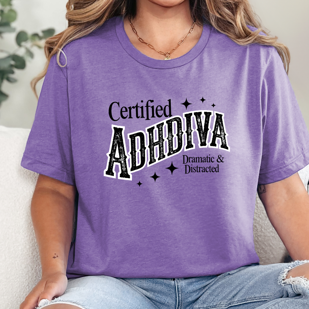 Certified ADHDIVA Graphic Tee - Heather Team Purple