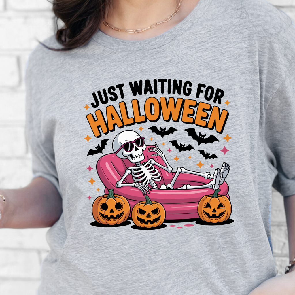 Waiting on Halloween Graphic Tee - Grey