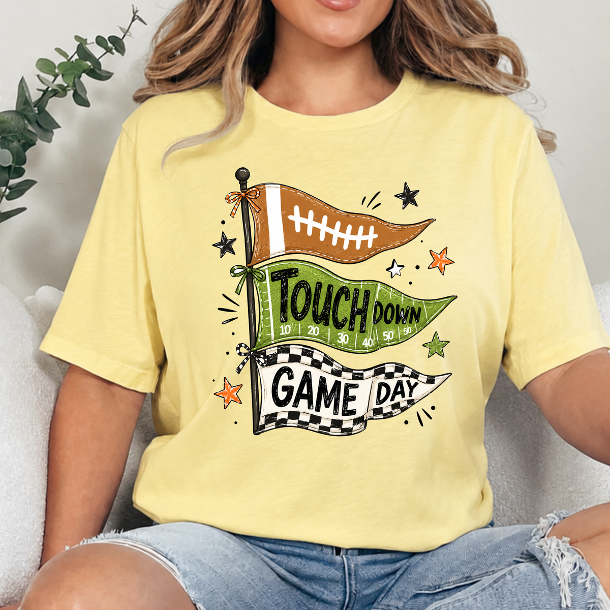 Touchdown Flags Graphic Tee - French Vanilla