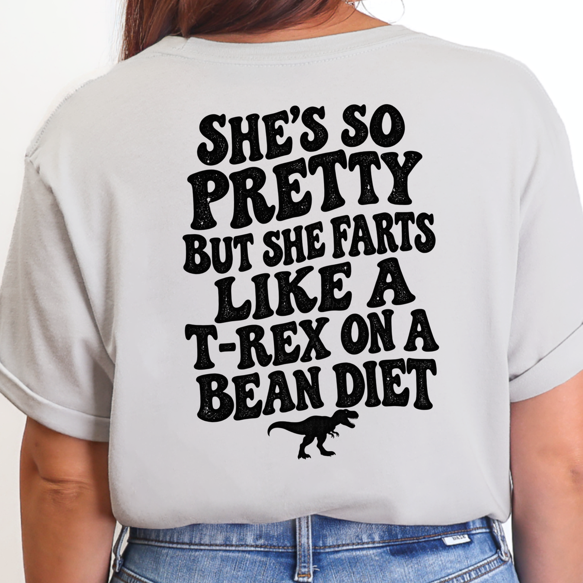 Farts like a T-Rex (BACK Print) Graphic Tee - Silver