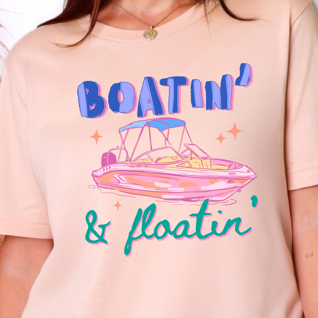 Boatin & Floatin Graphic Tee - Peach