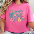 Floral Sea Turtle Graphic Tee - Charity Pink Tee