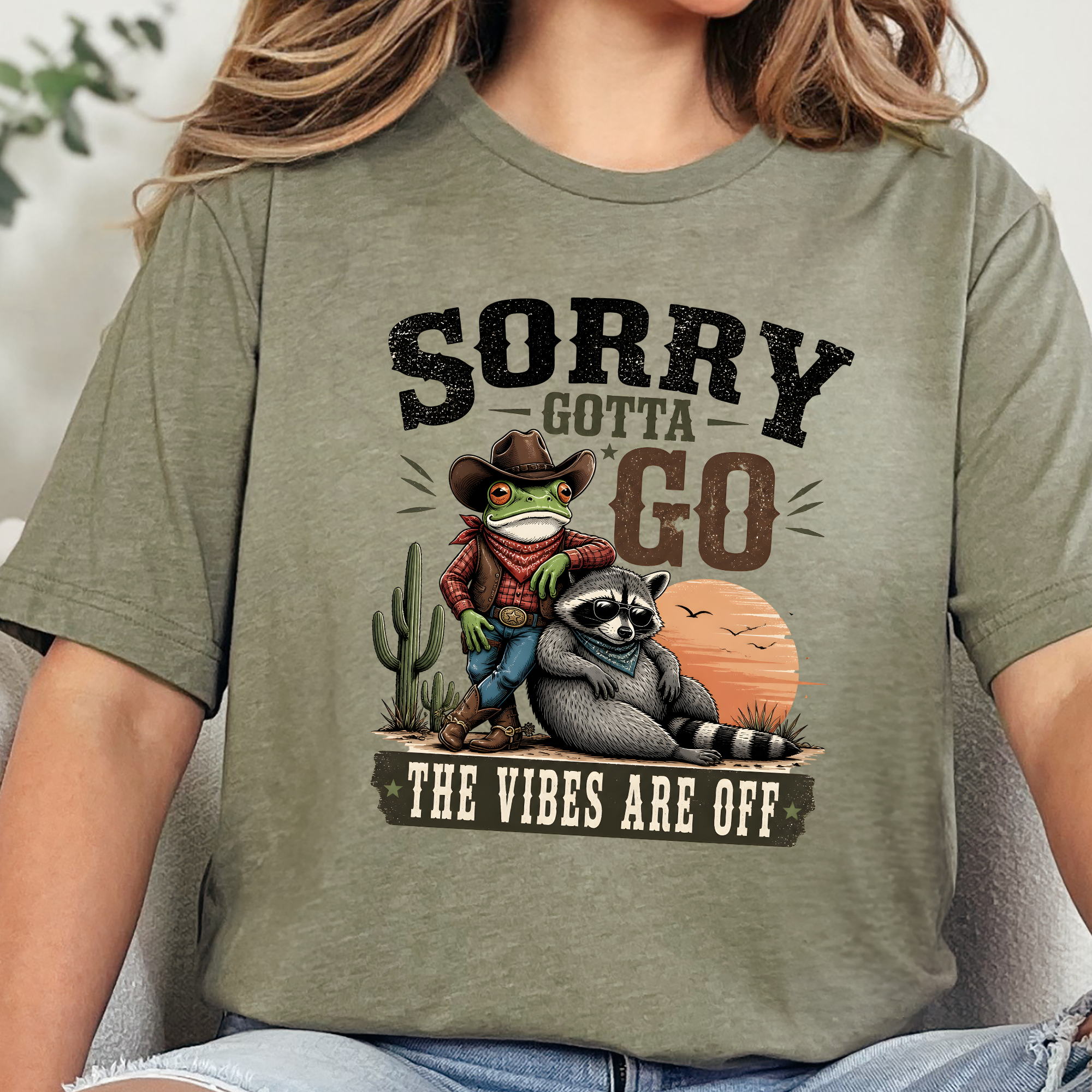 The Vibes Are Off Graphic Tee - Heather Olive