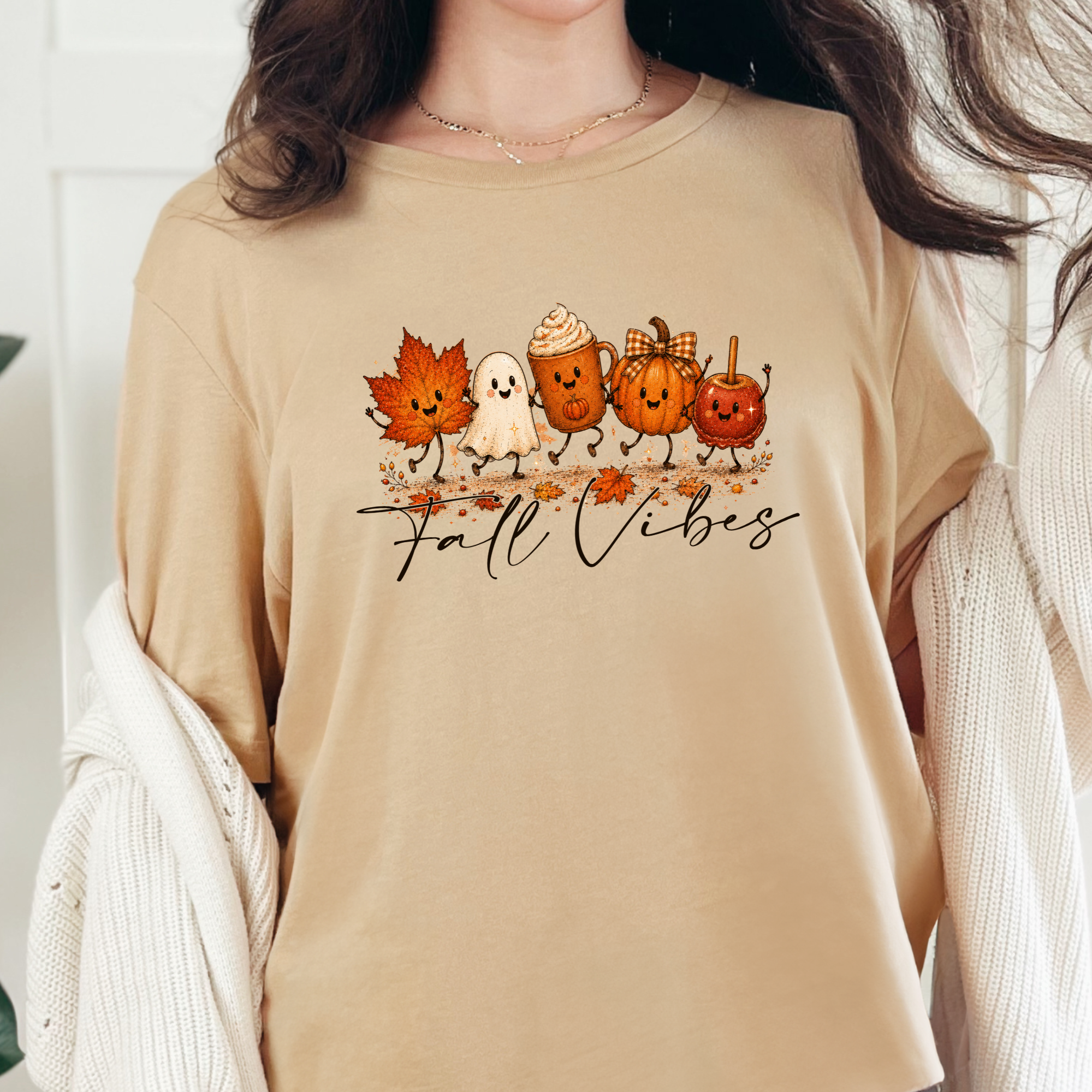 Cute Fall Vibes Graphic Tee - Sand Dune