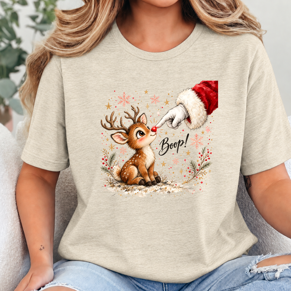 Boop Reindeer Graphic Tee - Soft Cream