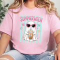 Preppy Summerween Ghost Graphic Tee - Pink
