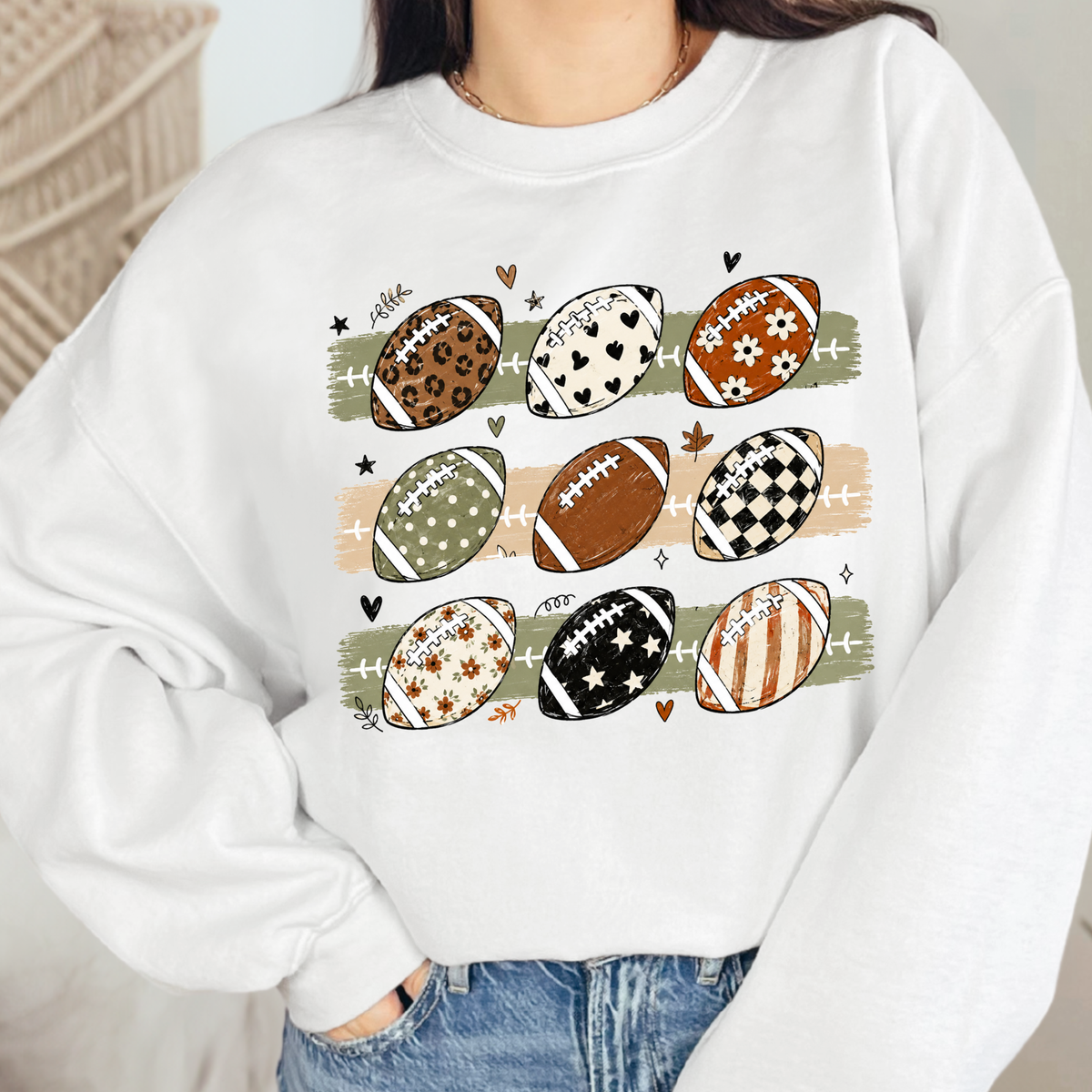 Football Grid Graphic Tee or Sweatshirt - White