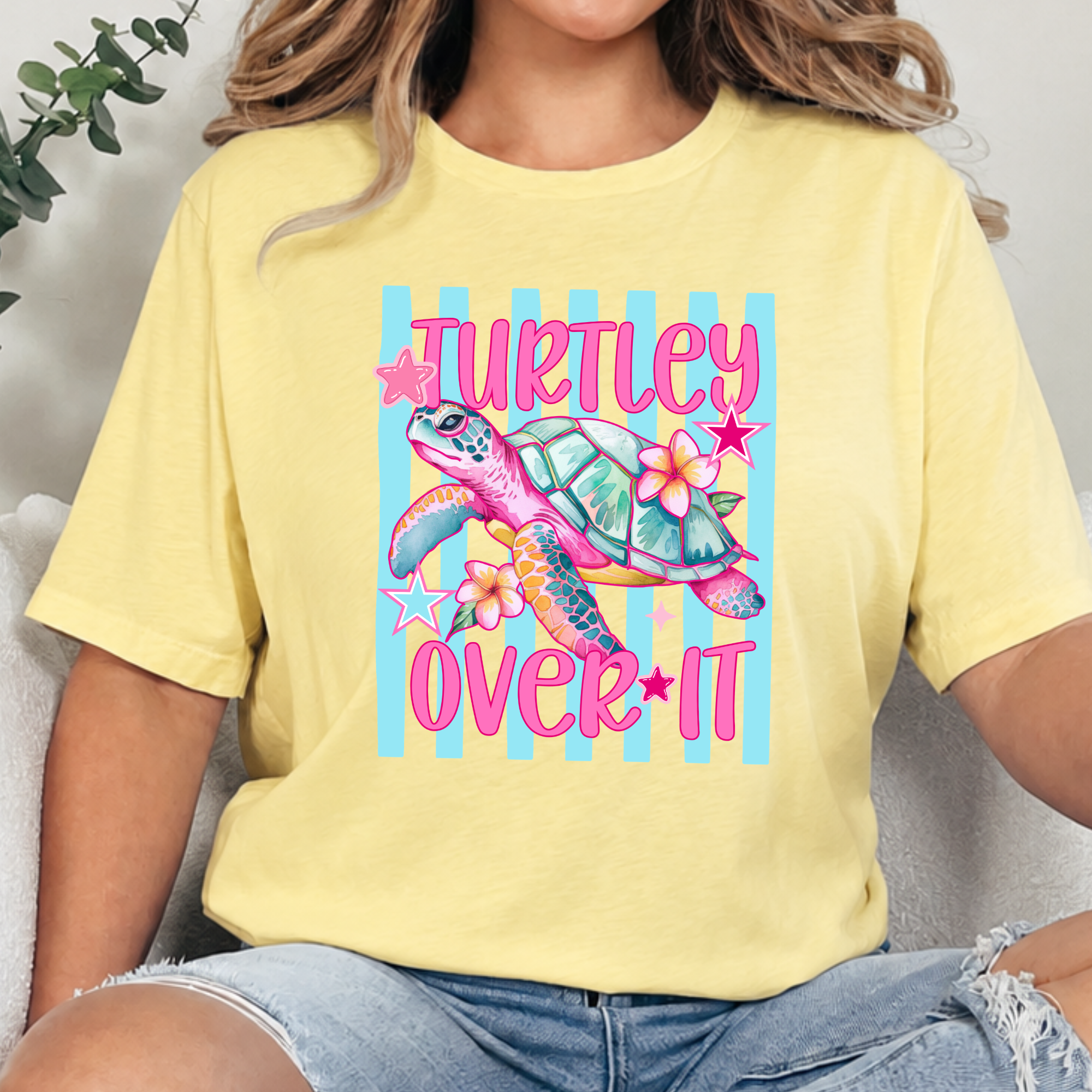 Turtley Over It Graphic Tee - Heather French Vanilla
