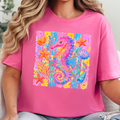 Preppy Summer Seahorse Graphic Tee - Charity Pink