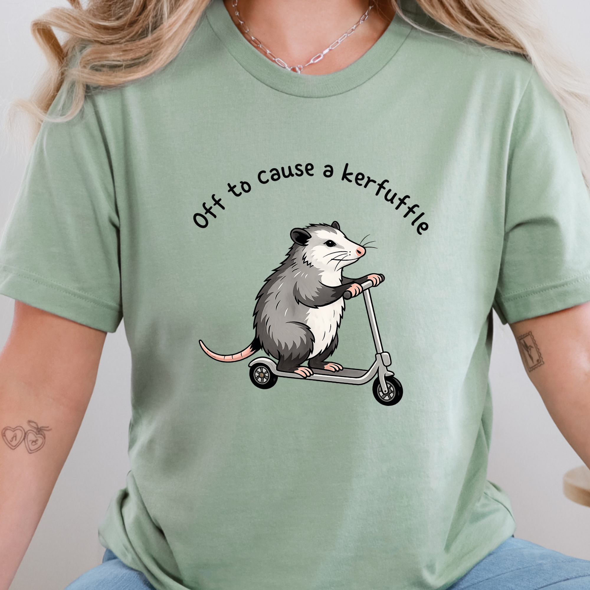 Off to Cause Kerfuffle Graphic Tee - Sage Tee
