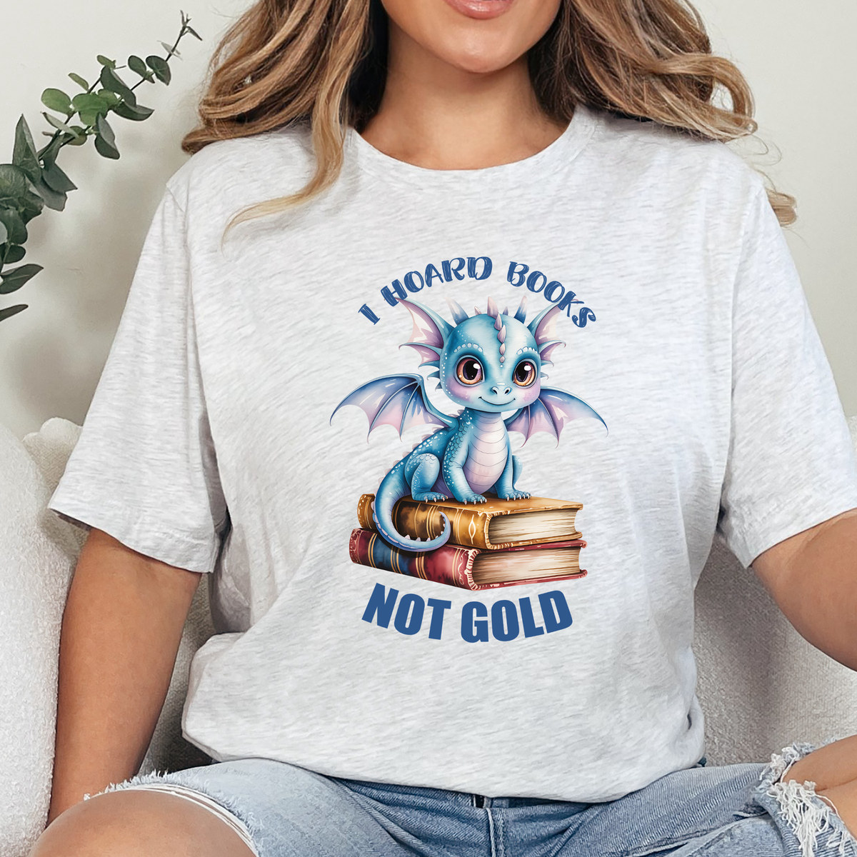 I Hoard Books Not Gold Graphic Tee - Ash Tee