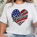 Freedom Flag Cow Print Graphic Tee - Ash