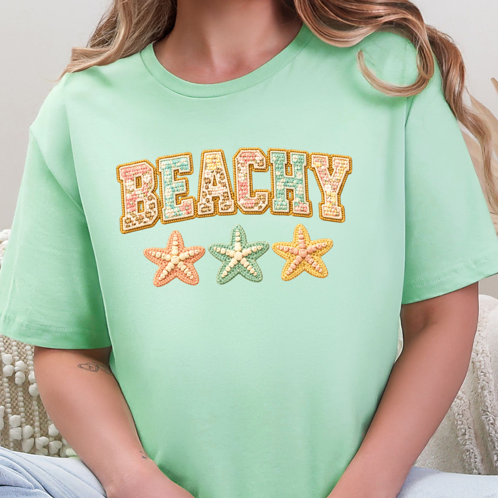 Beachy Floral Patchwork Graphic Tee - Mint