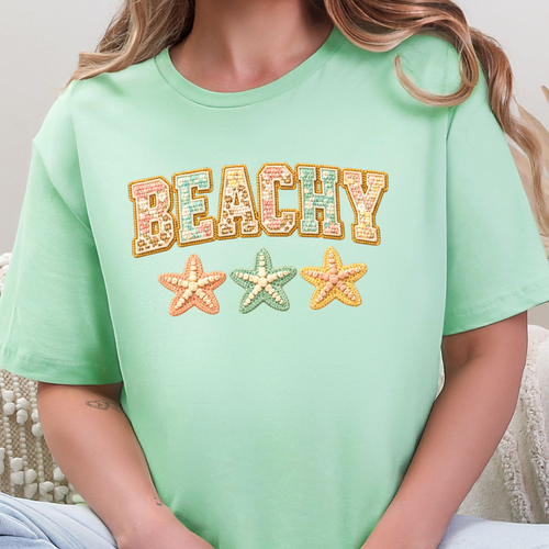 Beachy Floral Patchwork Graphic Tee - Mint