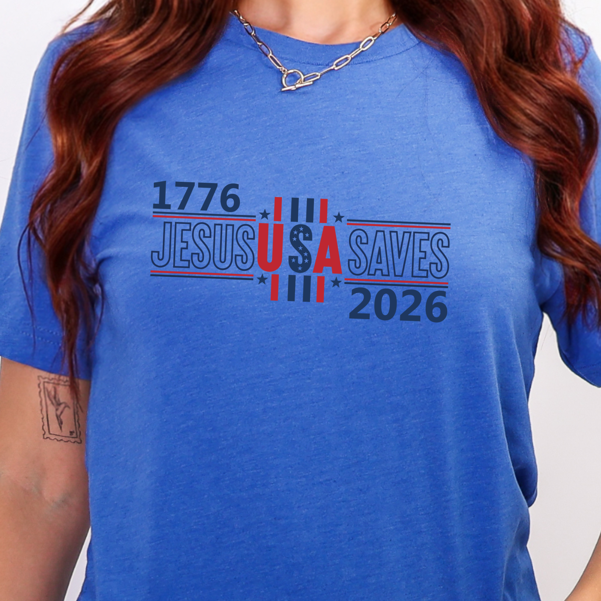 Jesus USA Saves Graphic Tee - True Royal
