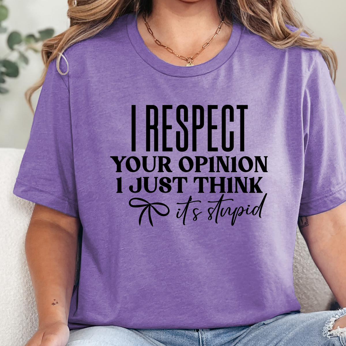 Respect Your Opinion Graphic Tee - Heather Team Purple