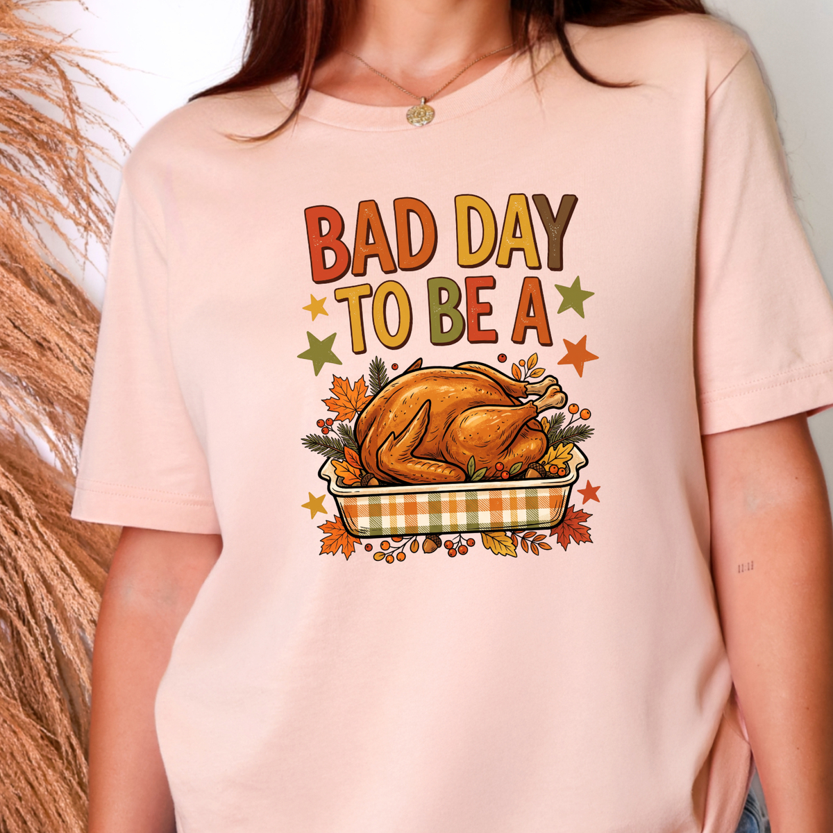 Bad Day To Be A Turkey Graphic Tee - Peach