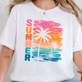 Summer Beach Sunset Graphic Tee - White