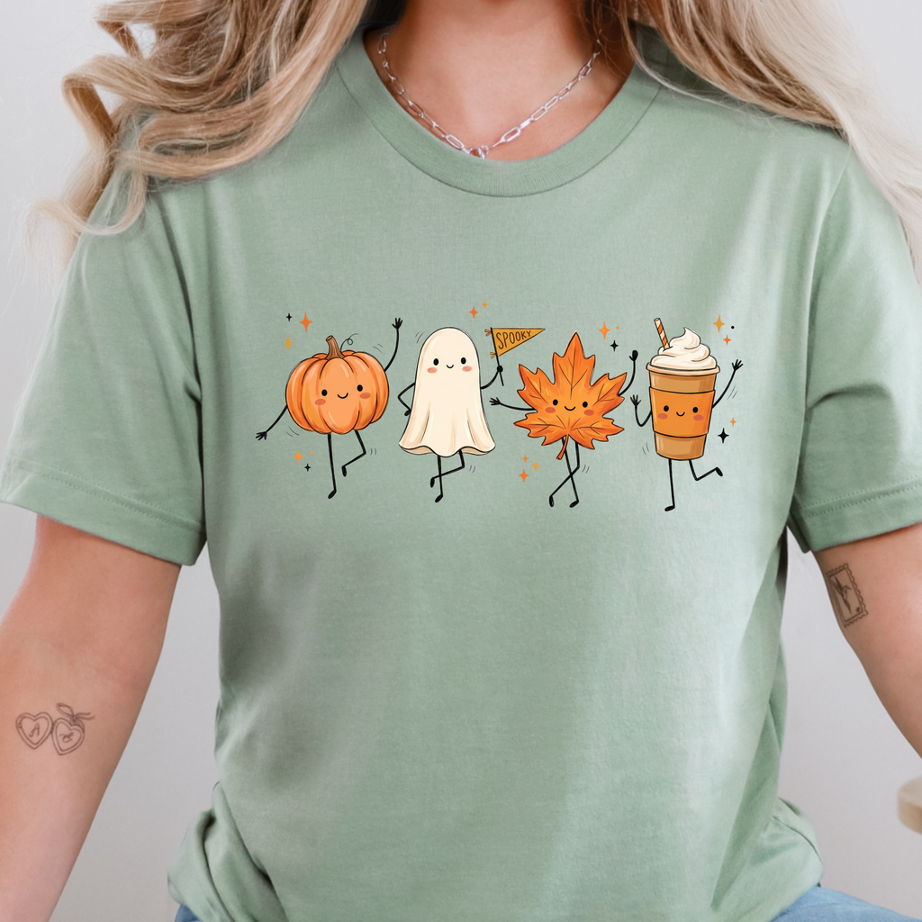 Dancing Fall Friends Graphic Tee - Sage