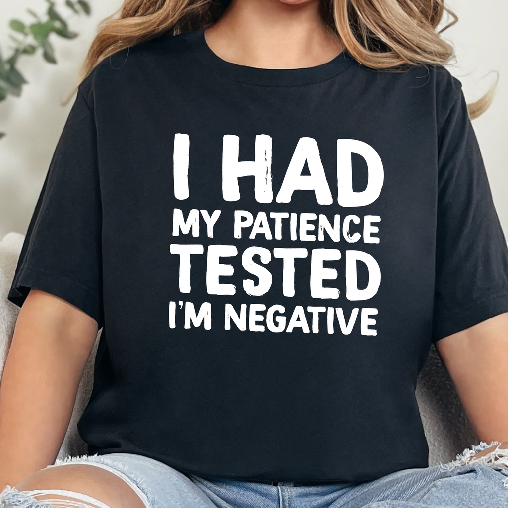 Patience is Negative Graphic Tee - Heather Black Tee
