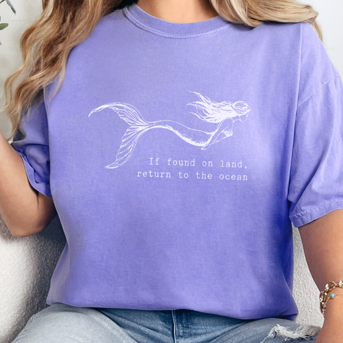 Mermaid Return to Ocean Graphic Tee - Violet