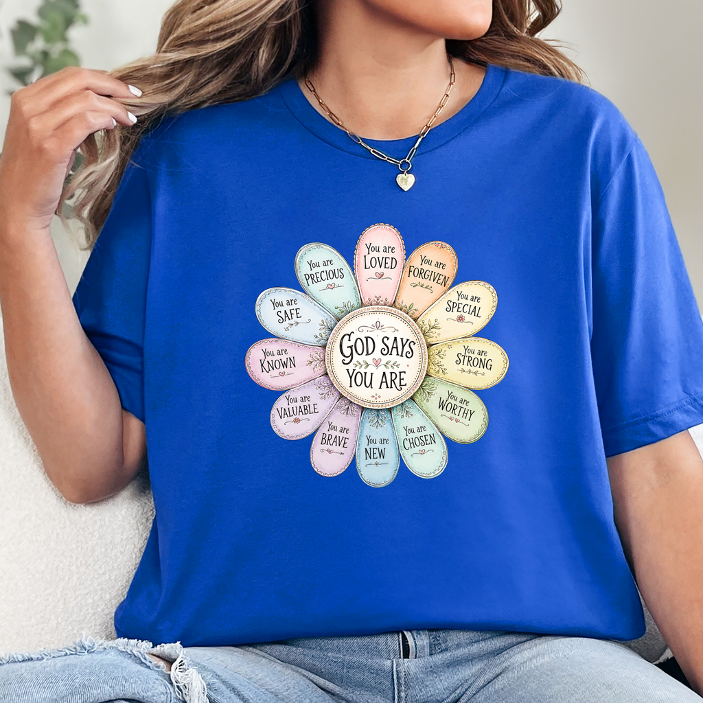 God Says You Are Daisy Graphic Tee - True Royal