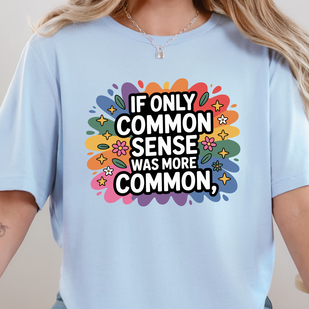 Common Sense Graphic Tee - Baby Blue