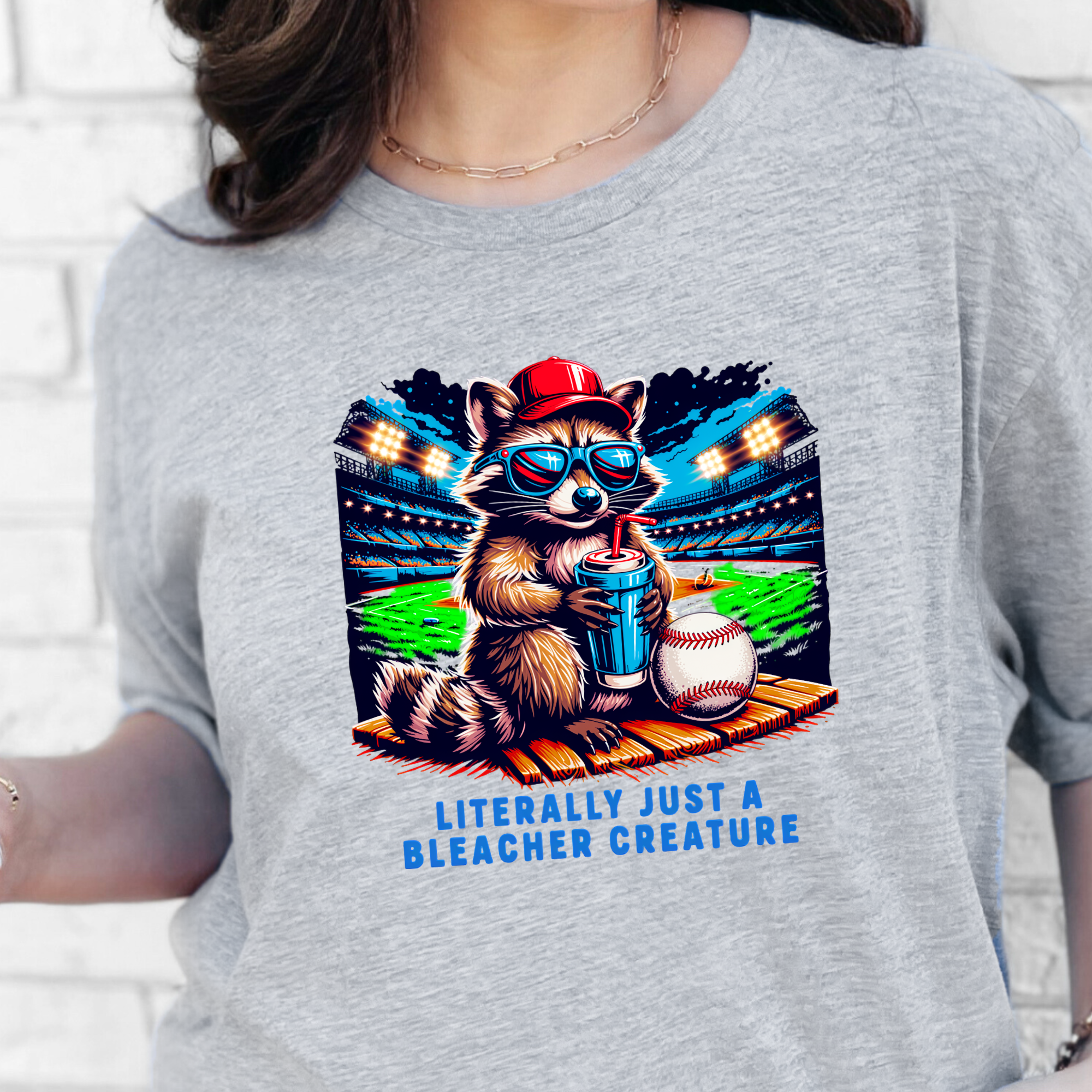 Raccoon Bleacher Creature Graphic Tee - Grey Tee