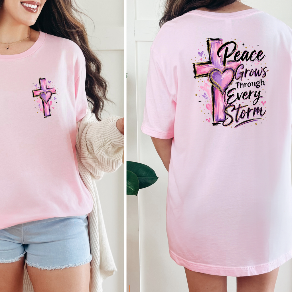 Peace Grows Through Every Storm Graphic Tee - Pink