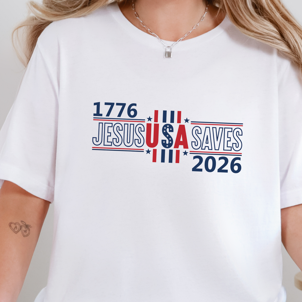 Jesus USA Saves Graphic Tee - White