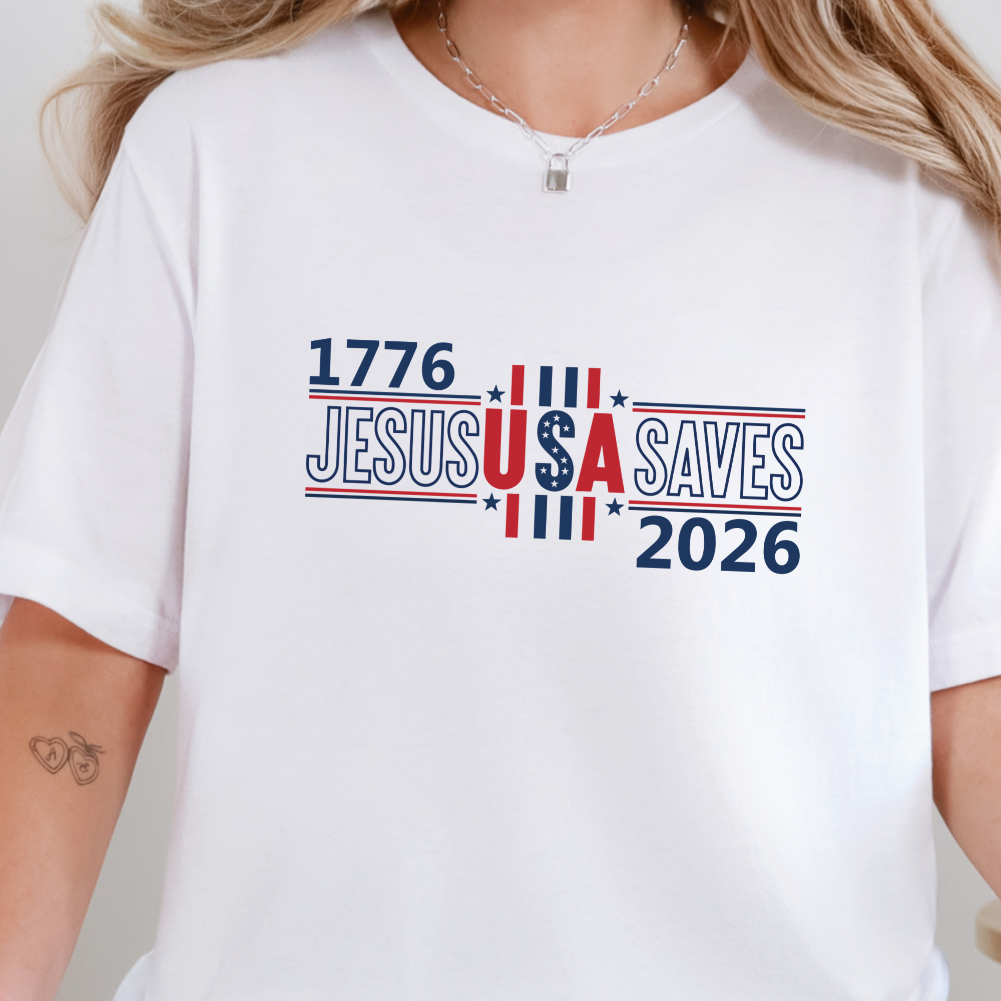 Jesus USA Saves Graphic Tee - White